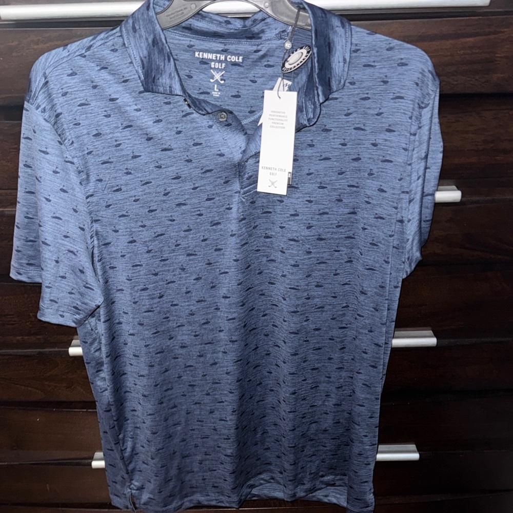Kenneth Cole Men's Textured Navy Polo Shirt